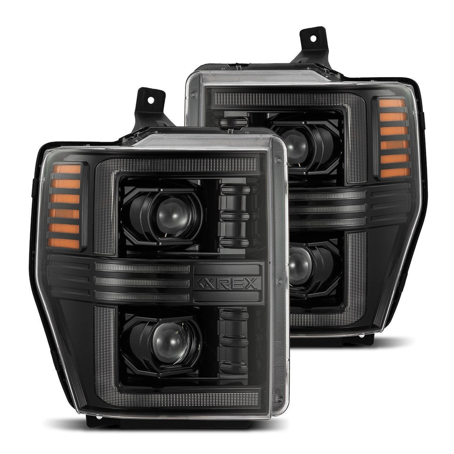 08-10 Ford Super Duty/Excursion PRO-Series Halogen Projector Headlights Alpha-Black | AlphaRex