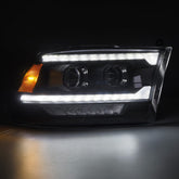 09-18 Ram Truck (MK II 5th Gen 2500 Style) PRO-Series Halogen Projector Headlights Black | AlphaRex