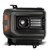 14-18 GMC Sierra PRO-Series Halogen Projector Headlights Alpha-Black | AlphaRex