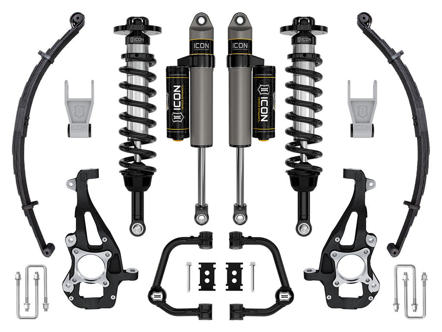 ICON 2021-2025 Ford F-150 4WD, 3.5-4.5" Lift, Stage 2 Suspension System, Tubular, w/ Leaf Packs for Ford F-150