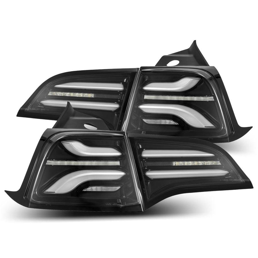 20-24 Tesla Model Y / 22-23 Model 3 (With Stock Amber Turn Signal) PRO-Series LED Tail Lights Jet Black | AlphaRex