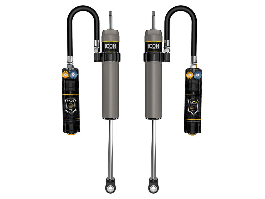 ICON 2024-2025 Toyota Tacoma, 0-1” Lift, Rear, V.S. 2.5 Aluminum Series Shock Absorbers, Remote Reservoir w/ CDXS, Pair for Toyota Tacoma