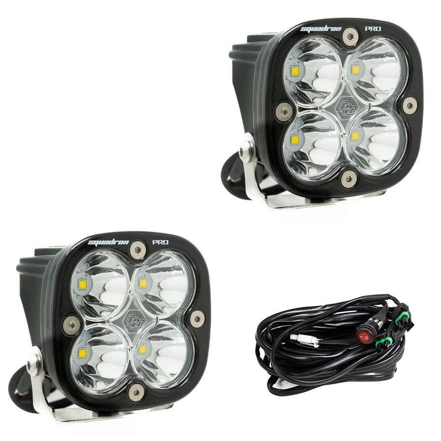 Squadron Pro Black LED Auxiliary Light Pod Pair Spot Clear