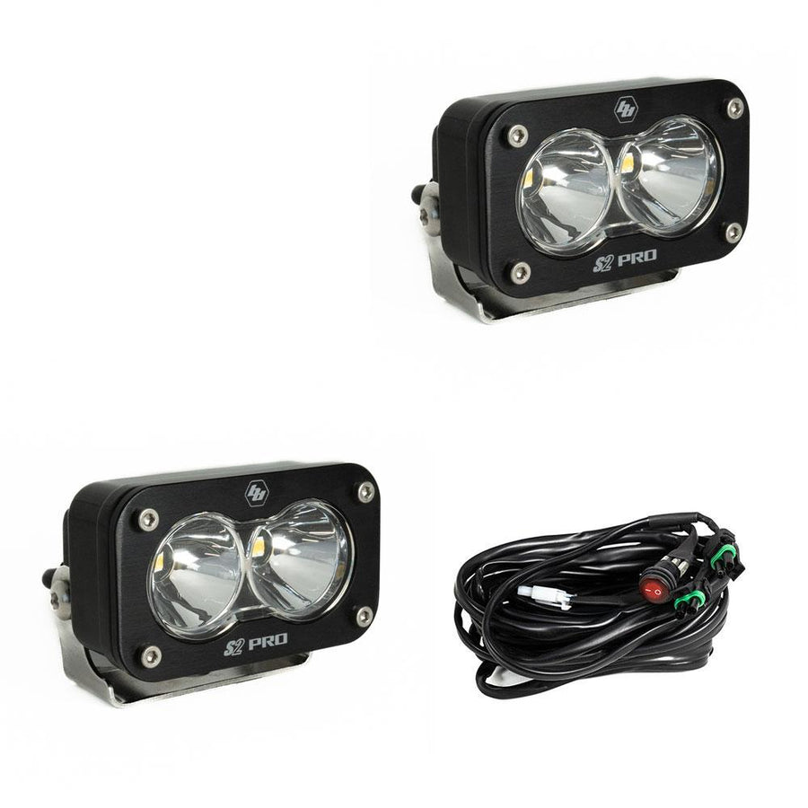 S2 Pro Black LED Auxiliary Light Pod Pair Spot Clear