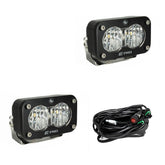 S2 Pro Black LED Auxiliary Light Pod Pair Wide Cornering Clear