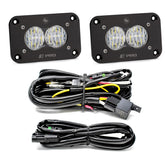 S2 Pro Black Flush Mount LED Light Pod Reverse Kit Wide Cornering Clear