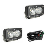 S2 Sport Black LED Auxiliary Light Pod Pair Driving/Combo Clear