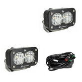 S2 Sport Black LED Auxiliary Light Pod Pair Wide Cornering Clear