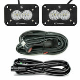 S2 Sport Black Flush Mount LED Light Pod Reverse Kit Wide Cornering Clear