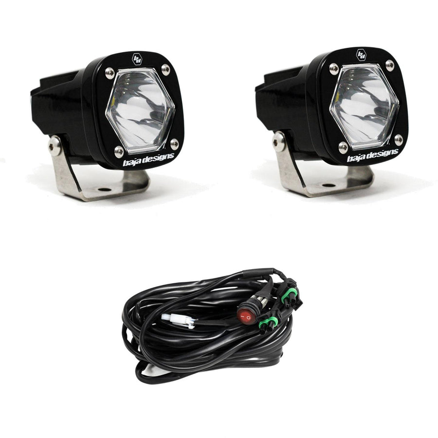 S1 Black LED Auxiliary Light Pod Pair Spot Clear