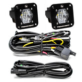 S1 Black Flush Mount LED Light Pod Reverse Kit Wide Cornering Clear