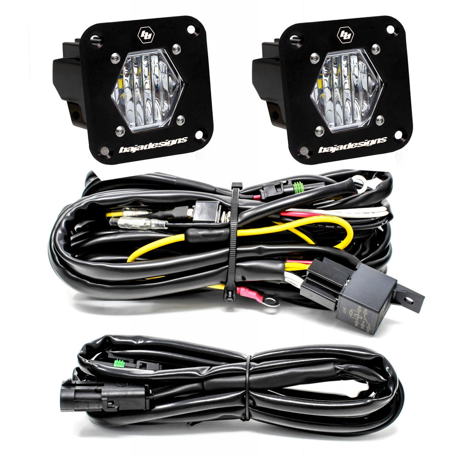 S1 Black Flush Mount LED Light Pod Reverse Kit Wide Cornering Clear