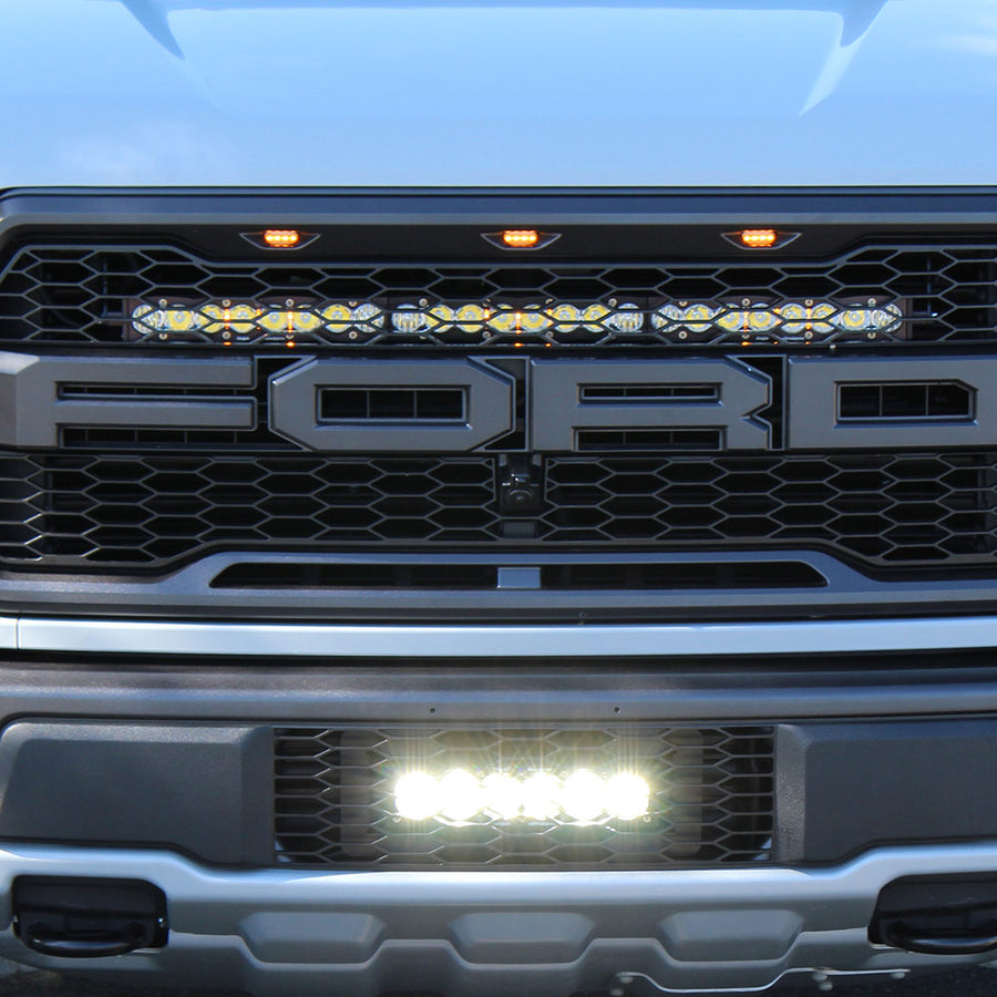 Ford OnX6+ 10 Inch Grille Lower Light Bar Kit - Ford 2017-20 F-150; NOTE: Raptor Driving/Combo Clear