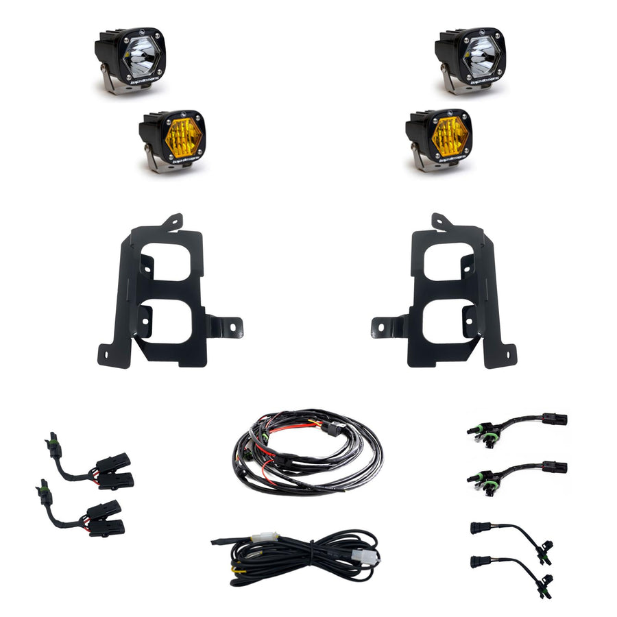 GMC S1 Dual Fog Pocket Light Kit - GMC 2020-23 Sierra 2500HD/3500HD Wide Cornering/Spot Baja Amber/Clear