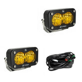 S2 Pro Black LED Auxiliary Light Pod Pair Wide Cornering Baja Amber