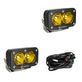 S2 Sport Black LED Auxiliary Light Pod Pair Spot Baja Amber