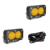 S2 Sport Black LED Auxiliary Light Pod Pair Work/Scene Baja Amber