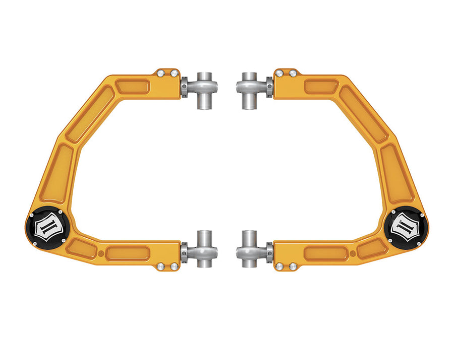 ICON 2024-2025 Toyota Tacoma/2024-2025 Toyota Land Cruiser 250 Series/2024-2026 Lexus GX550/2025-2026 Toyota 4Runner, Front, Billet Upper Control Arms w/ Delta Joint Pro, Gold Anodizing for Toyota Tacoma