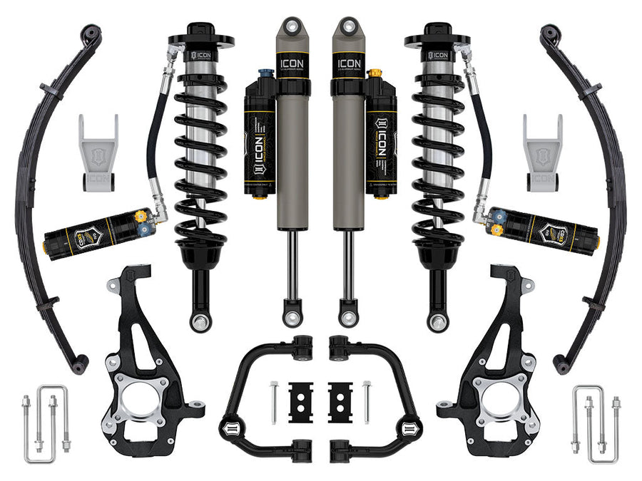 ICON 2021-2025 Ford F-150 4WD, 3.5-4.5" Lift, Stage 4 Suspension System, Tubular, CDXS, w/ Leaf Packs for Ford F-150