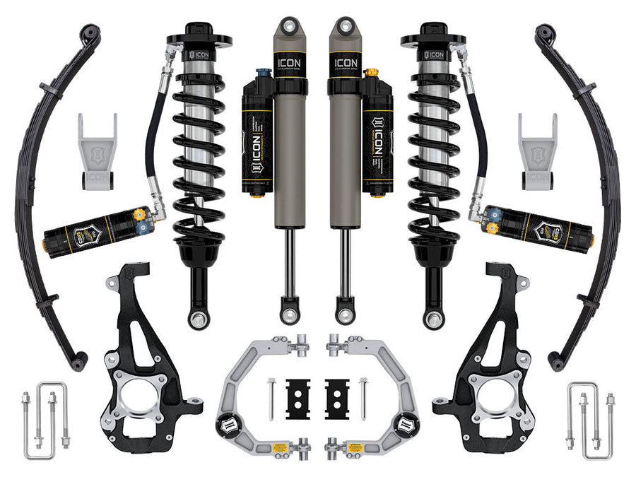 ICON 2021-2025 Ford F-150 4WD, 3.5-4.5" Lift, Stage 4 Suspension System, Billet, CDXS, w/ Leaf Packs for Ford F-150