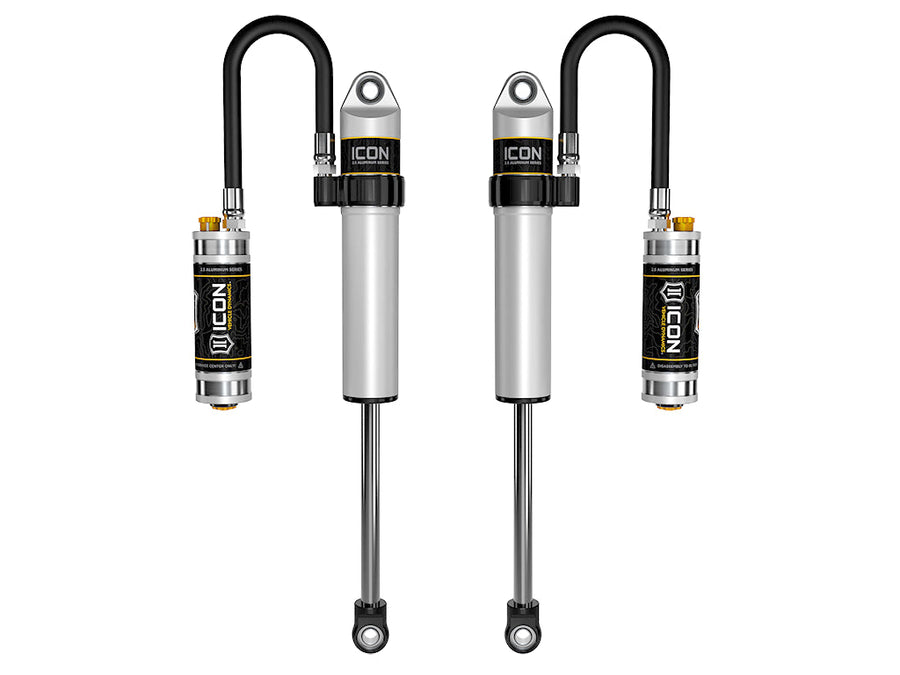 ICON 2003-2024 Toyota 4Runner/2005-2023 Toyota Tacoma/2007-2014 Toyota FJ Cruiser, Front, V.S. 2.5 Aluminum Series Shock Absorbers, Long Travel Secondary Shocks, Remote Reservoir w/ CDCV, Pair for Toyota Tacoma