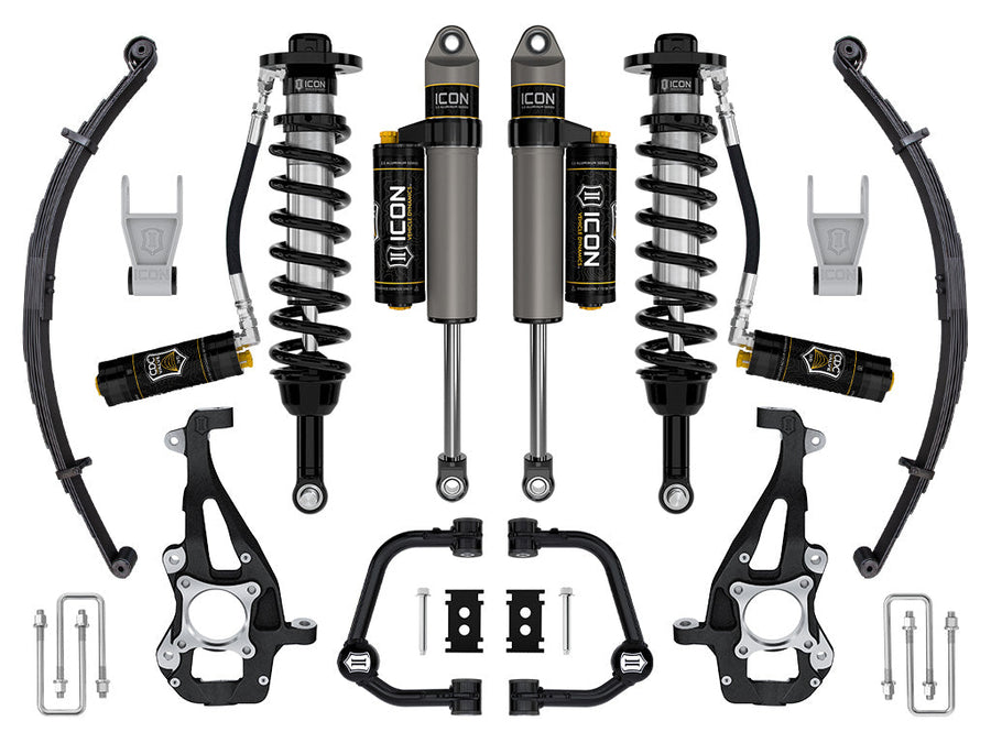 ICON 2021-2025 Ford F-150 4WD, 3.5-4.5" Lift, Stage 4 Suspension System, Tubular, CDCV, w/ Leaf Packs for Ford F-150