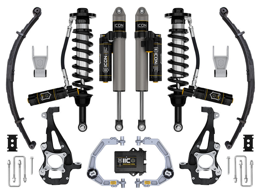 ICON 2021-2025 Ford F-150 4WD, 3.5-4.5" Lift, Stage 5 Suspension System, Billet, w/ Leaf Packs for Ford F-150