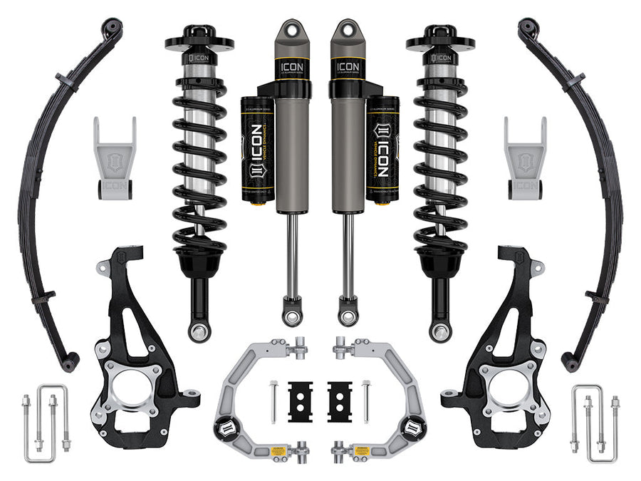 ICON 2021-2025 Ford F-150 4WD, 3.5-4.5" Lift, Stage 2 Suspension System, Billet, w/ Leaf Packs for Ford F-150