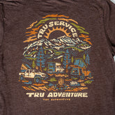 Tru Adventure Tee in Espresso, back print detail